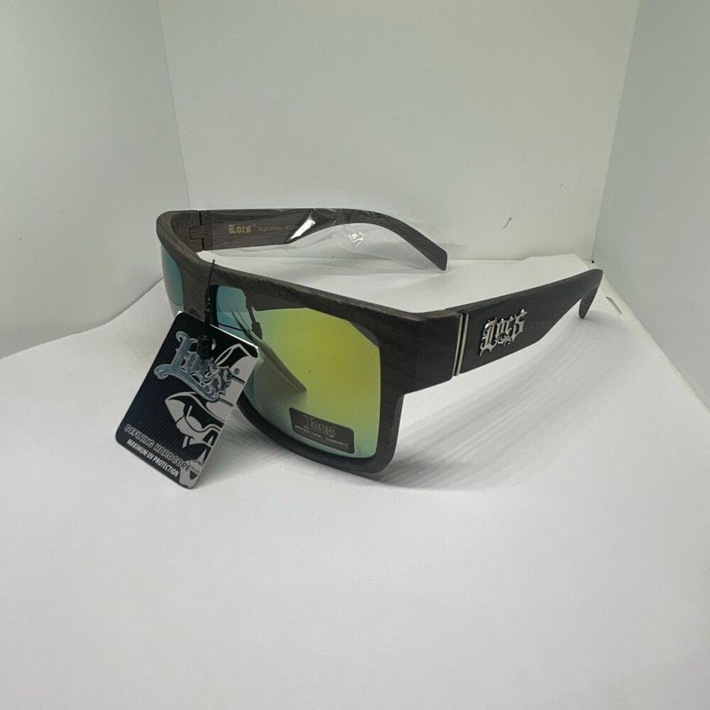 Locs Woodgrain Mirrored Style UV Protection Sunglasses New with Tags